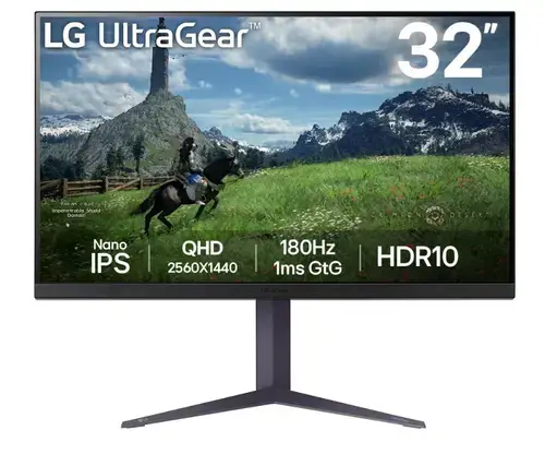 Monitor Gaming IPS LED LG 31.5inch 32GS85Q-B, QHD (2560 x 1440), HDMI, DisplayPort, Pivot, 180 Hz, 1 ms (Negru)