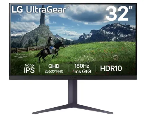 Monitor Gaming IPS LED LG 31.5inch 32GS85Q-B, QHD (2560 x 1440), HDMI, DisplayPort, Pivot, 180 Hz, 1 ms (Negru)