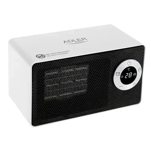Incalzitor ceramic cu LCD Adler 7746, 1000 W, 2 trepte putere, Temporizator, Control tactil (Alb)