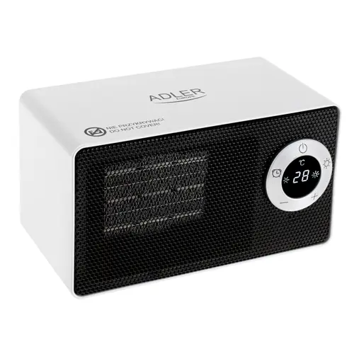 Incalzitor ceramic cu LCD Adler 7746, 1000 W, 2 trepte putere, Temporizator, Control tactil (Alb)