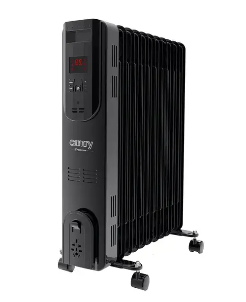 Calorifer electric cu ulei Camry CR 7813, 2500 W, 3 trepte putere, Display LED, Telecomanda, 11 elementi, Cronometru (Negru)