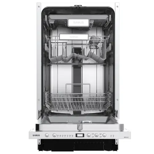 Masina de spalat vase incorporabila Samus SBDS410.7, 10 seturi, 7 programe, Clasa energetica E, Afisaj electronic  (Argintiu)