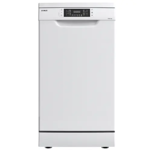 Masina de spalat vase Samus SDW410.8, 10 seturi, Latime 45 cm, 8 Programe, Clasa energetica E, Afisaj electronic (Alb)