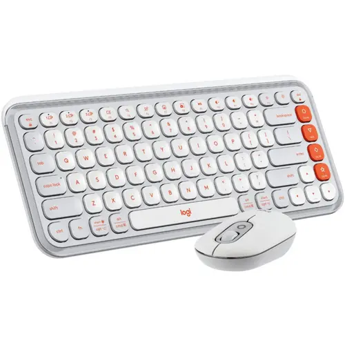 Kit tastatura si mouse Logitech Pop Icon Combo, Bluetooth, Layout US (Alb)