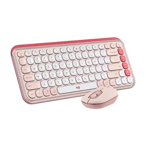 Kit tastatura si mouse Logitech Pop Icon Combo, Bluetooth, Layout US (Roz)