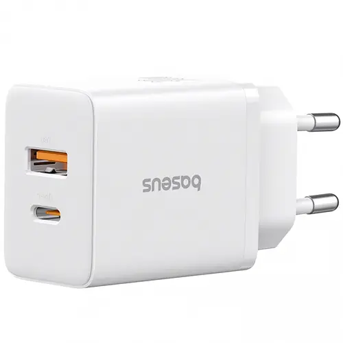 Incarcator Retea Baseus Cube P10111404213-00, 30W, 2.4A, 1 x USB-A - 1 x USB-C (Alb)