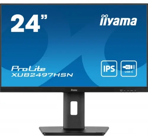 Monitor IPS LED Iiyama 23.8inch XUB2497HSN-B2, Full HD (1920 x 1080), HDMI, DisplayPort, Boxe, Pivot, 100 Hz, 1 ms (Negru)