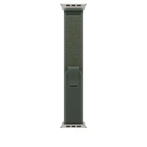 Curea Smartwatch Apple MXTN3ZM/A pentru Watch 49mm, Trail Loop, S/M, Natural Titanium Finish (Verde)