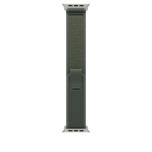 Curea Smartwatch Apple MXTN3ZM/A pentru Watch 49mm, Trail Loop, S/M, Natural Titanium Finish (Verde)