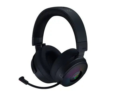 Casti Gaming Razer Kraken V4 Pro Wireless, Bluetooth, THX Spatial Audio, Chroma RGB, Microfon retractabil HyperClear, OLED Control Hub (Negru)