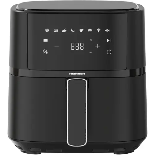 Friteuza cu aer cald Heinner BlackMatte HAF-B4BK1500, 1500 W, Capacitate cos 4 l, termostat reglabil 80-200 grade display digita (Negru)
