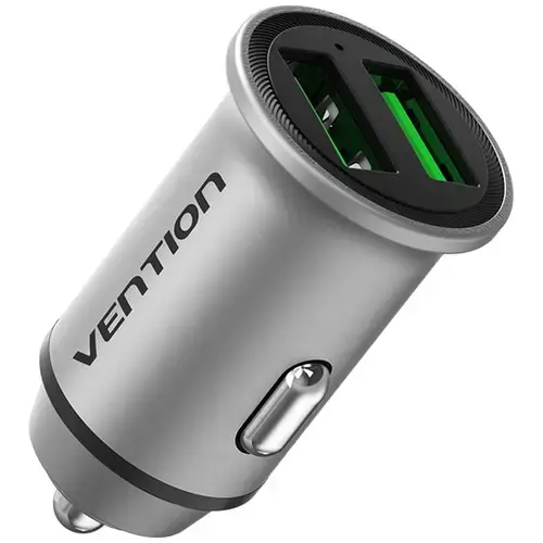 Incarcator auto Vention Two-Port, 2 x  USB-A (Gri)