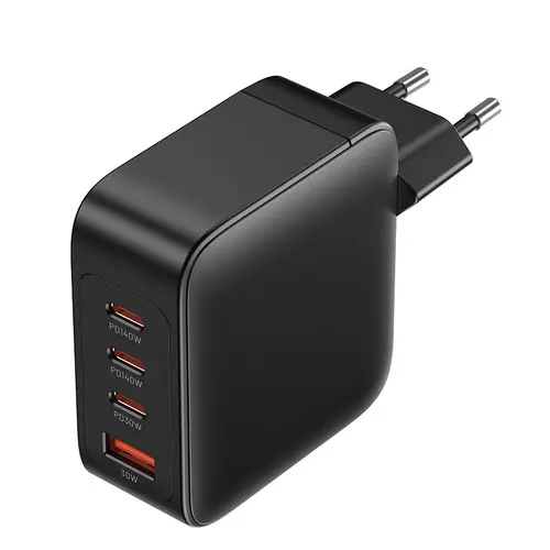 Incarcator retea Vention FEIB0-EU,  3 x USB-C, 1 x  USB-A, GaN Charging Kit, 140W/140W/30W/18W, Negru