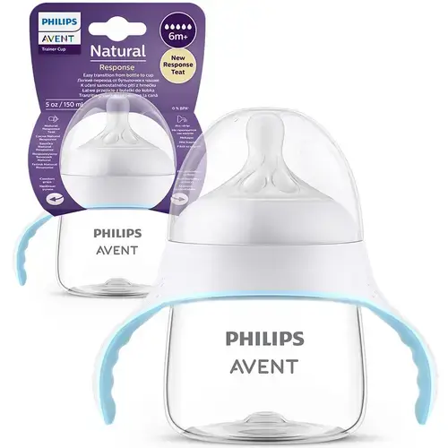 Cana de tranzitie Philips Avent Natural Response SCF263/61, 150 ml, tetina debit 5, +6 luni, tetina care functioneaza ca sanul mamei, tetina fara scurgeri, fara BPA, usor de curatat