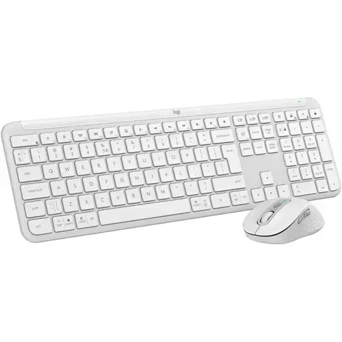 Kit tastatura si mouse Logitech Wireless Signature Slim MK950, 2.4GHz&Bluetooh, Easy-Switch, Flow (Alb)
