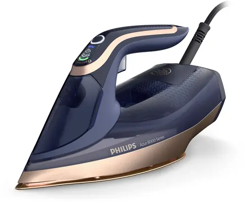 Fier de calcat Philips DST8050/20, 3000 W, Opritor de picurare, Capacitate rezervor de apa 350 ml, Abur 85 g/min (Albastru/Auriu)