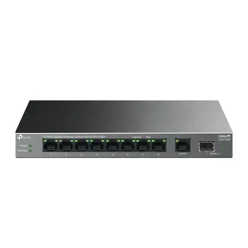 Switch TP-LINK LS1210GP, 10x1000Mbps (8xPOE+), carcasa metalica, desktop, Negru