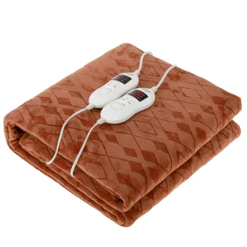 Patura electrica Camry CR 7436 cu Temporizator, Super Soft Fleece, 150x160cm (Maro)
