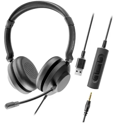 Casti AXTEL ONE UC35 STEREO HD AXH-ONEUCD-35,  USB / Jack 3.5mm, Microfon (Negru)