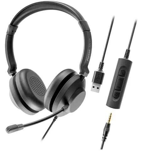 Casti AXTEL ONE UC35 STEREO HD AXH-ONEUCD-35,  USB / Jack 3.5mm, Microfon (Negru)