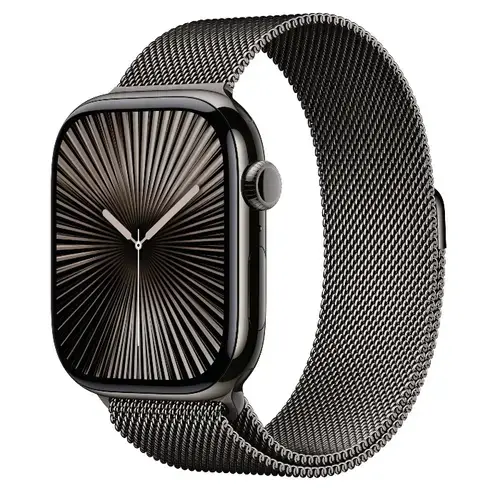 Smartwatch Apple Watch 10 GPS Cellular, Carcasa Slate Titanium  46mm, ecran LTPO OLED, 64GB, curea inox Slate Milanese  Loop - S/M