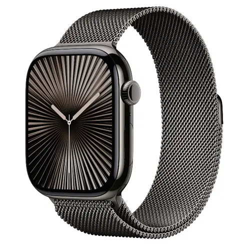 Smartwatch Apple Watch 10 GPS Cellular, Carcasa Slate Titanium  46mm, ecran LTPO OLED, 64GB, curea inox Slate Milanese  Loop - S/M