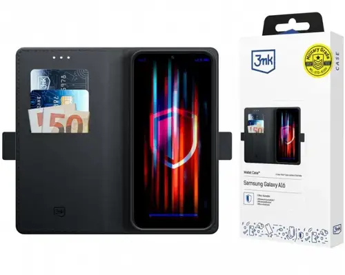 Husa pentru Samsung Galaxy A16 5G A166 / A16 4G A165, 3MK, Wallet, Neagra