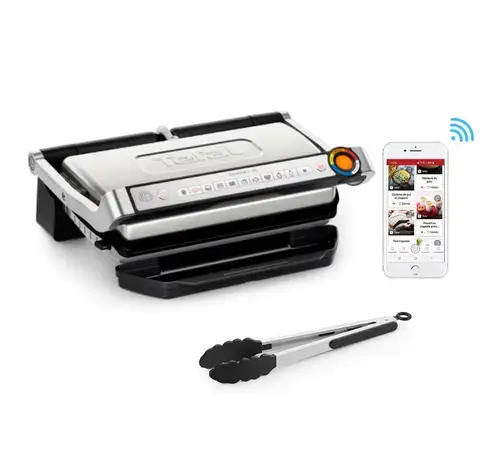 Gratar electric TEFAL OptiGrill+ XL GC728D10, 2000 W, 9 programe automate (Argintiu/Negru)
