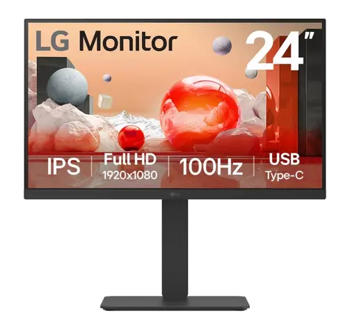 Monitor IPS LED LG 23.8inch 24BA650-B, Full HD (1920 x 1080), HDMI, DisplayPort, Boxe, Pivot (Negru)