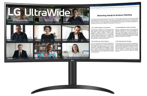Monitor VA LED LG 34inch 34WR55QK-B, WQHD (3440 x 1440), HDMI, DisplayPort, Ecran curbat, 100 Hz, 5 ms (Negru)