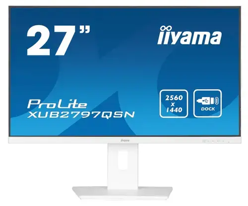 Monitor IPS LED Iiyama 27inch XUB2797QSN-W2, QHD (2560 x 1440), HDMI, DisplayPort, Boxe, Pivot, 100 Hz, 1 ms (Alb)