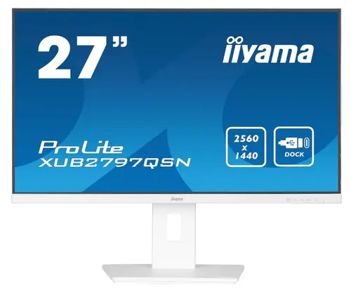 Monitor IPS LED Iiyama 27inch XUB2797QSN-W2, QHD (2560 x 1440), HDMI, DisplayPort, Boxe, Pivot, 100 Hz, 1 ms (Alb)