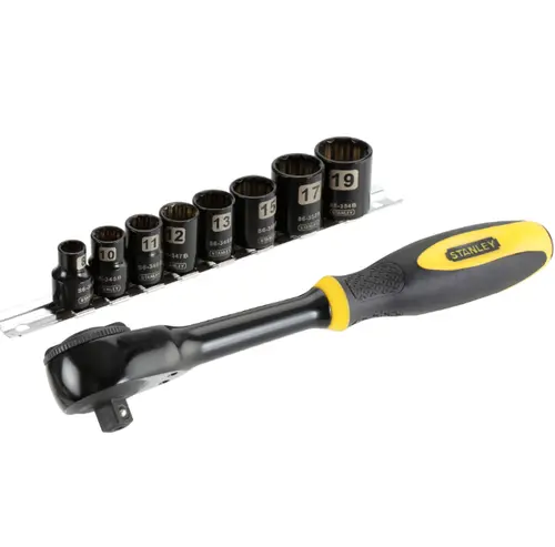 Trusa 9 tubulare cu clichet Stanley Fatmax 0-94-606, dimensiuni 8 -19 mm (Galben/Negru)
