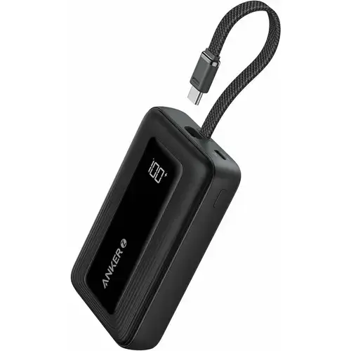 Acumulator extern Anker Zolo 10.000 mAh, 30W, 1x USB-C, 1x USB-A, cablu USB-C incorporat (Negru)