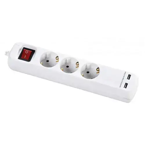 Prelungitor Bachmann B387.203, 3 prize, 2 x USB, 3 m (Alb)
