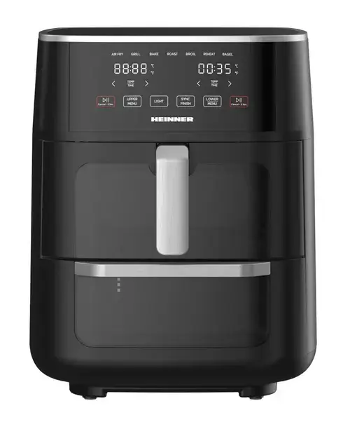 Friteuza cu aer cald Heinner HAFO-M11BK1700, 11 l (6+5), Display Touchscreen, Timer, 10 programe (Negru)
