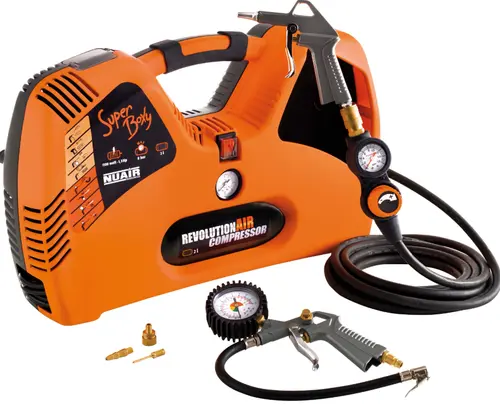 Compresor Revolution Air, 1.5CP, 8bar, fara ulei, portabil, 1100 W (Portocaliu/Negru)