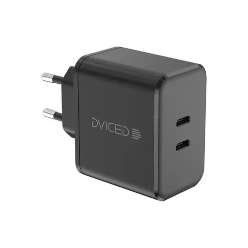 Incarcator retea Dviced DV221011, 65W, GaN, 2 USB-C, cablu 100 W/480Mbps (Negru)