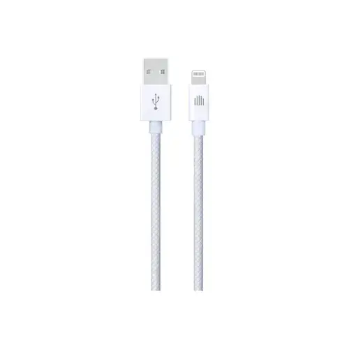 Cablu de date Dviced DV120003, USB-A la Lightning, Nylon Textil, 1,25m (Alb)