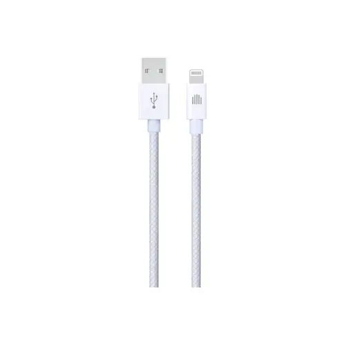 Cablu de date Dviced DV120003, USB-A la Lightning, Nylon Textil, 1,25m (Alb)