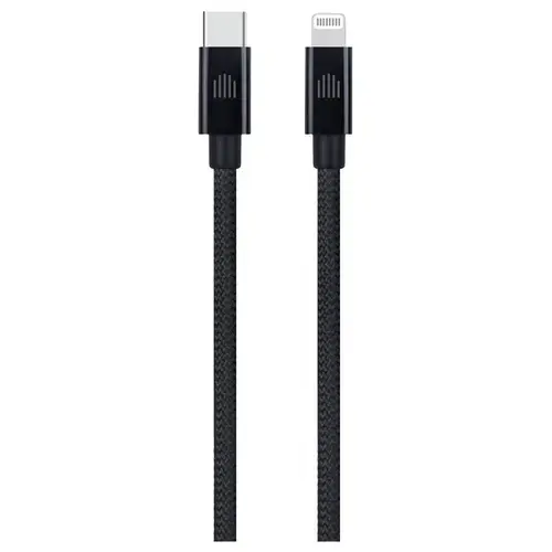 Cablu de date Dviced DV120005, USB-C la Lightning Nylon Textil, 1,25m (Negru)
