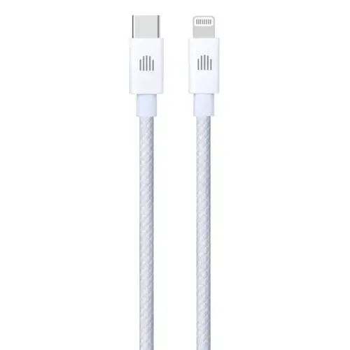 Cablu de date Dviced DV120006, USB-C la Lightning, Nylon Textil, 1,25m (Alb)