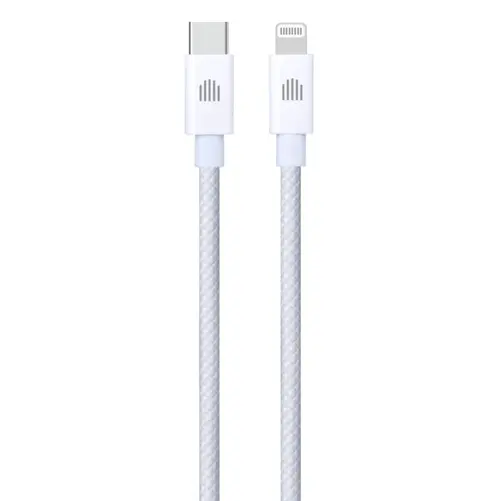 Cablu de date Dviced DV120006, USB-C la Lightning, Nylon Textil, 1,25m (Alb)