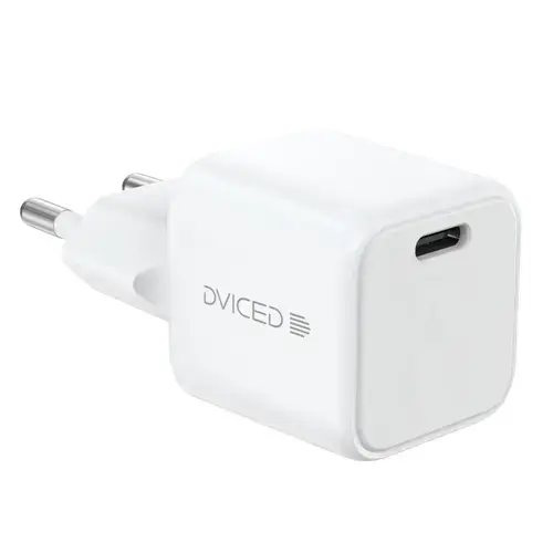 Incarcator retea Dviced DV221004, 30W, GaN, USB-C, Cablu USB-A la USB-C 1.25m (Alb)