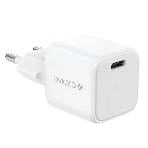 Incarcator retea Dviced DV221004, 30W, GaN, USB-C, Cablu USB-A la USB-C 1.25m (Alb)