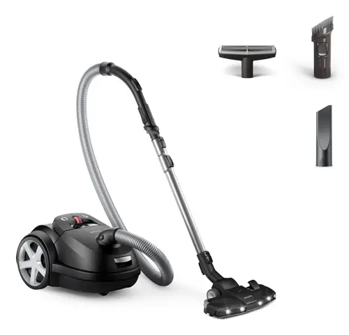 Aspirator cu sac Philips XD8122/10, 900 W, 4 l, Filtru HEPA, Cablu 9 m (Negru)