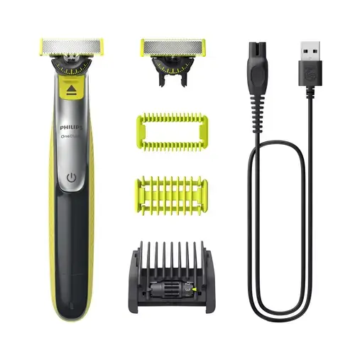 Aparat de tuns si ras Philips OneBlade 360 QP2834/23, Autonomie 60 minute (Verde/Gri)