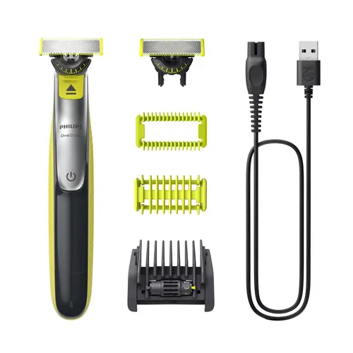 Aparat de tuns si ras Philips OneBlade 360 QP2834/23, Autonomie 60 minute (Verde/Gri)
