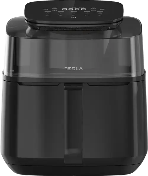 Friteuza aer cald Tesla AF550BG, 5 l, 1500 W, Panou digital, Vizibilitate cos, 10 programe, Temperatura ajustabila 30-200 C (Negru)