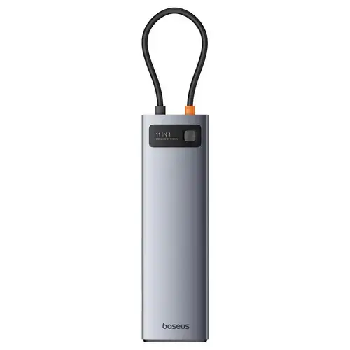 Hub USB-C Baseus Metal Gleam, USB-C, 3 x USB-A 3.0, USB-A, HDMI, VGA, Jack 3.5mm, RJ45, SD, microSD (Gri)